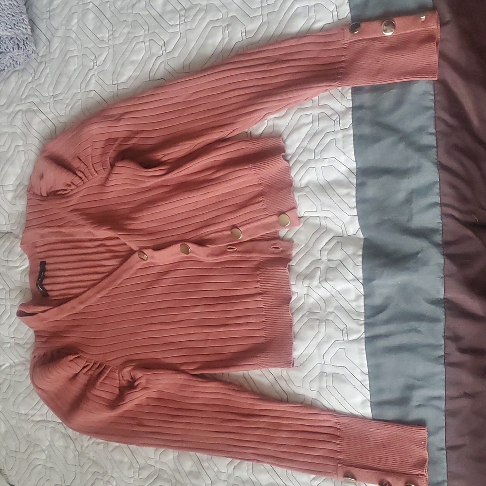 Rose Taupe Cardigan w/ Gold buttons - M
